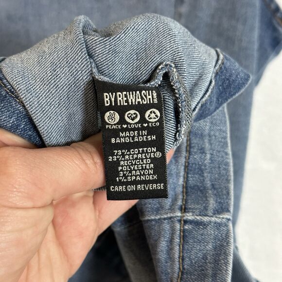 REWASH Recycled Zip Front Dress Women’s Size M Stretch Denim Jean Pockets - Picture 16 of 16